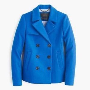 J. CREW Wool Melton Short Peacoat Coat Cobalt Royal Blue